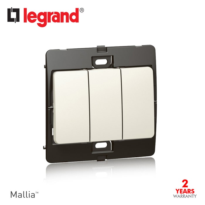 LEGRAND - Single Pole Switch Mallia, 3 Gang, 2 Way, 10 AX 250 V~