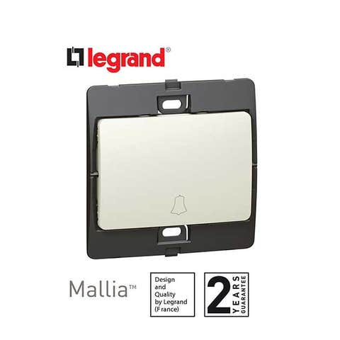 LEGRAND - Push-Button Mallia, N/O Contact, with Bell Symbol, 10 A, 250 V~, Pearl