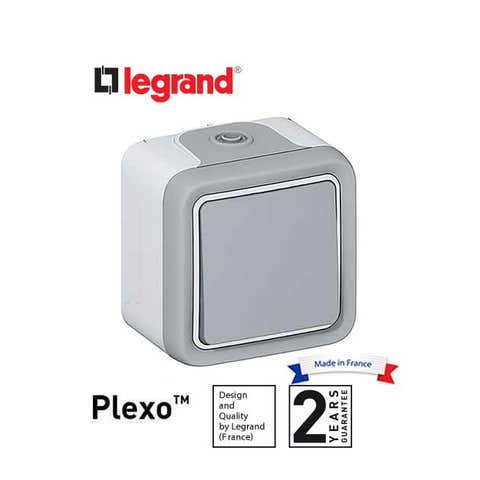 LEGRAND - Push-Button Plexo IP55, N/O Contact, 10 A, Surface Mounting, Grey