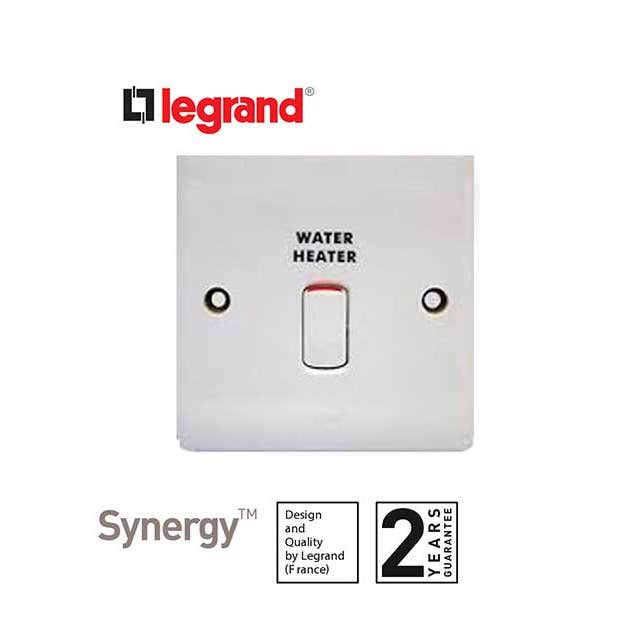 LEGRAND - Double Pole Switch Synergy, Double Pole ''Water Heater'', 20 A 250 V~, White
