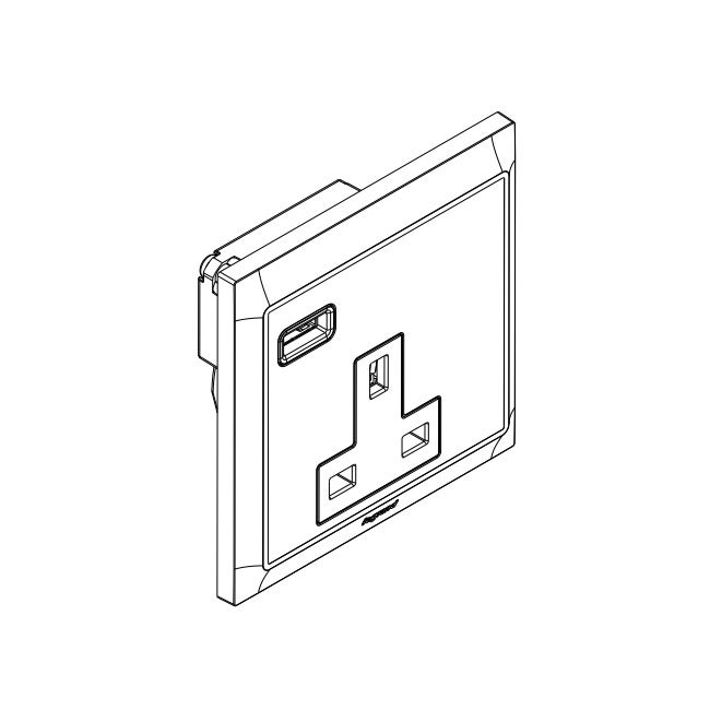 LEGRAND - 1 Gang Single Pole Unswitched Outlet - With USB C 18W - Anthracite