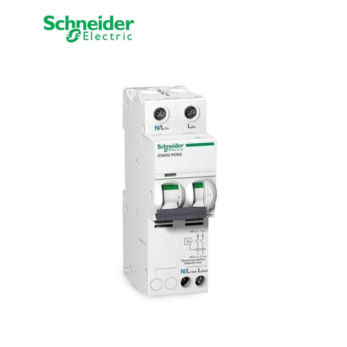 SCHNEIDER - RCBO Breaker, Acti9 iC60H2, Earth Leakage, 2P, C curve, 20A, 30mA, 240 V