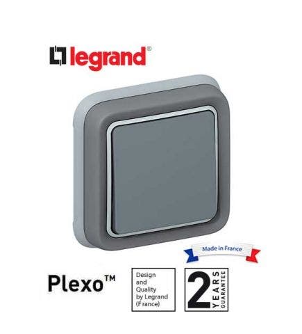 LEGRAND - Switch Plexo IP55, 2-Way, 10 AX, 250 V~, Flush Mounting, Grey