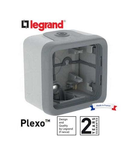 LEGRAND - Surface Mounting Box Plexo IP55, 1 Gang, with Membrane Glands, Grey
