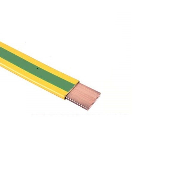 BAHRA EARTHING - PVC Covered Copper Tape 25x3mm, 50M/R, (Green/Yellow) IEC 62561- BSEN 50164