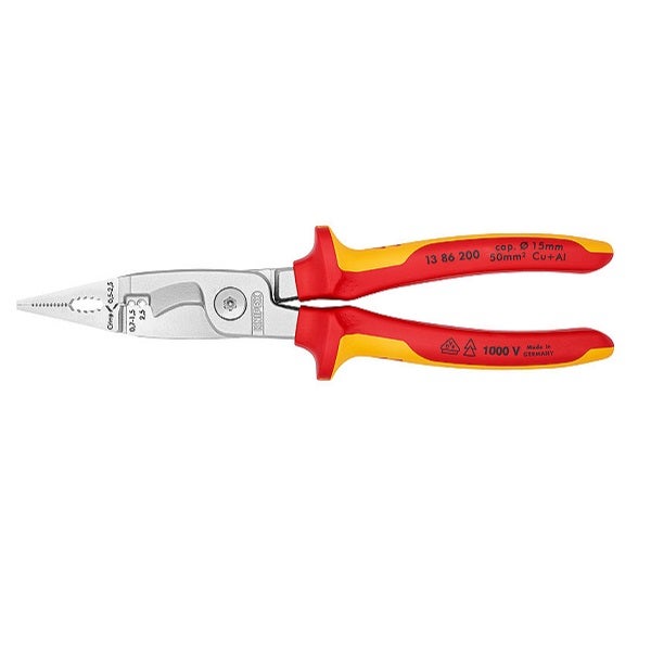 KNIPEX - Pliers for Electrical Installation, Insulated, Chrome Plated, VDE, 200 mm