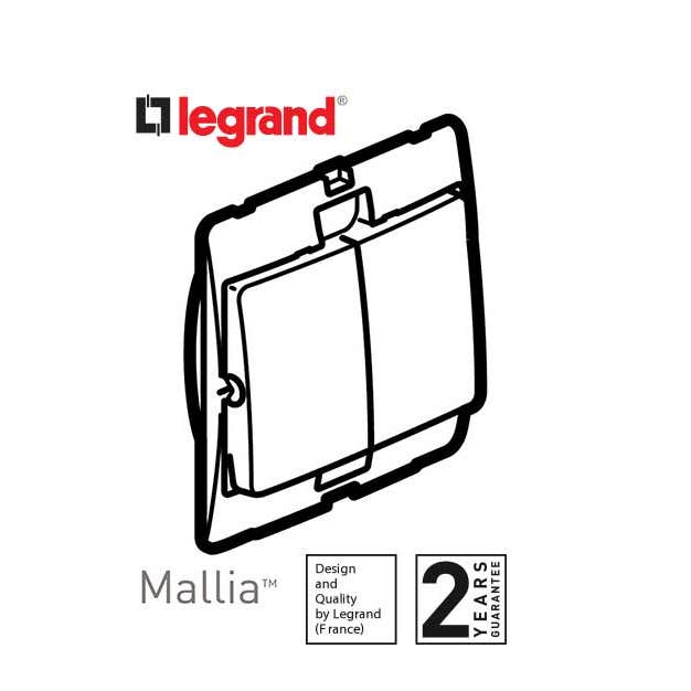 LEGRAND - Single Pole Switch Mallia, 2 Gang, 1 Way, 10 AX, 250 V~, Dark Silver