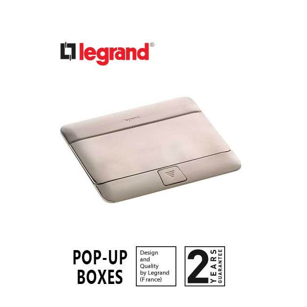 LEGRAND - Pop-Up Box to Be Equipped, 4 Modules, Brushed Stainless Steel Finish