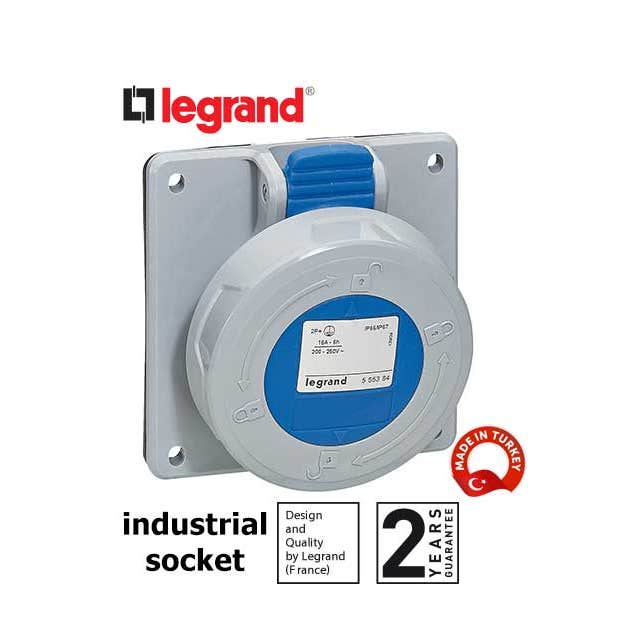 LEGRAND - Panel mounting socket P17 - IP66/67 - 200/250 V~ - 16 A - 2P+E