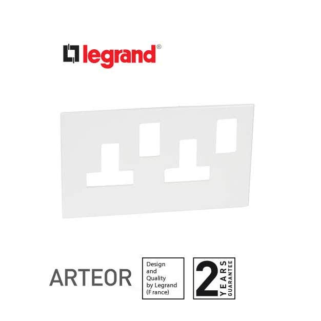 LEGRAND - Plate Arteor, BS, Square, for switched Sockets 2-Gang, White