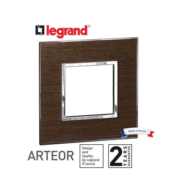 LEGRAND - Plate Arteor, British Std, Square, 2 Modules, Wenge Style