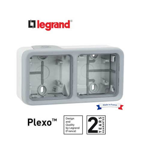 LEGRAND - Surface Mounting Box Plexo IP55, 2 Gang Horiz, with Membrane Glands, Grey