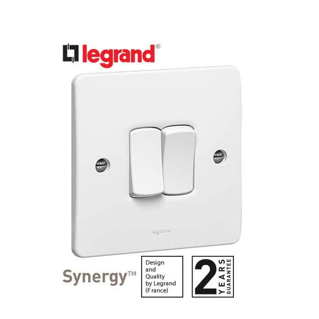 LEGRAND - Single Pole Switch Synergy, 2 Gang, 2 Way, 10 AX, 250 V~, White