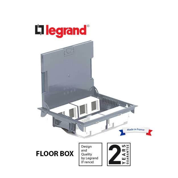 LEGRAND - Floor Box, Reduced Height 65 mm, 16 Modules, Stainless Steel Cover
