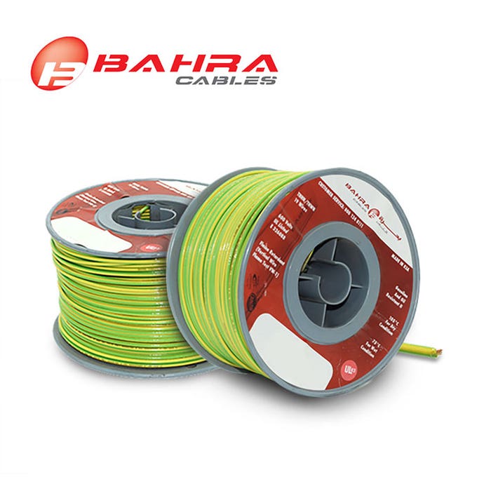 BAHRA CABLES - American Standard, THHN Wire, 10 AWG, 600V, Green/Yellow
