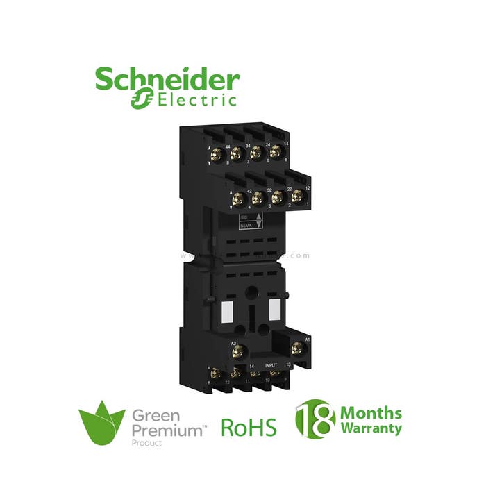 SCHNEIDER - 10A Relay Output, 250V, Screw Clamp, For Relay RXM2, RXM4