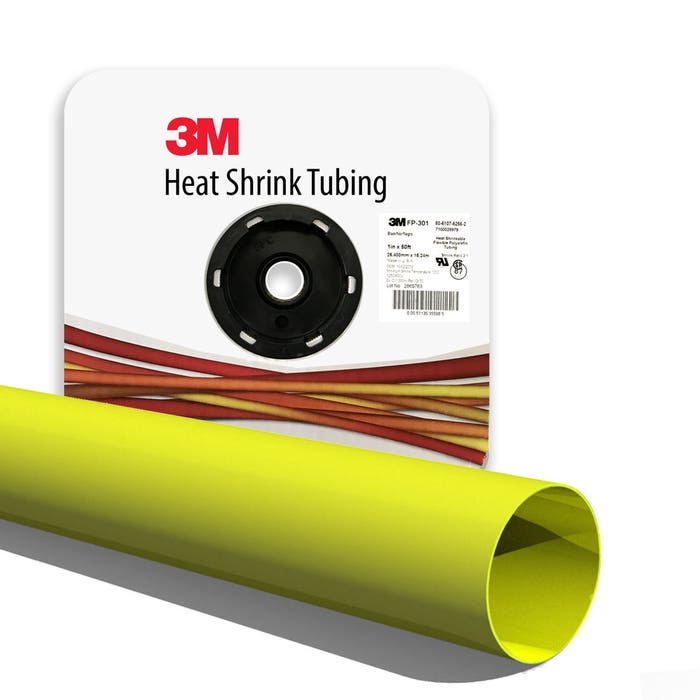 3M - Heat Shrink Thin-Wall Tubing FP-301 Size (1/4 Inch), 100 Feet (30.48M) Spool, Yellow